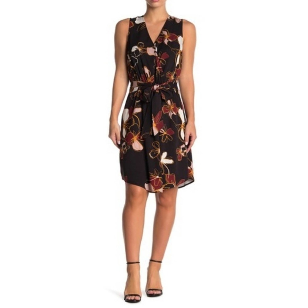 14th & Union Front Tie Floral Sleeveless Dress M
